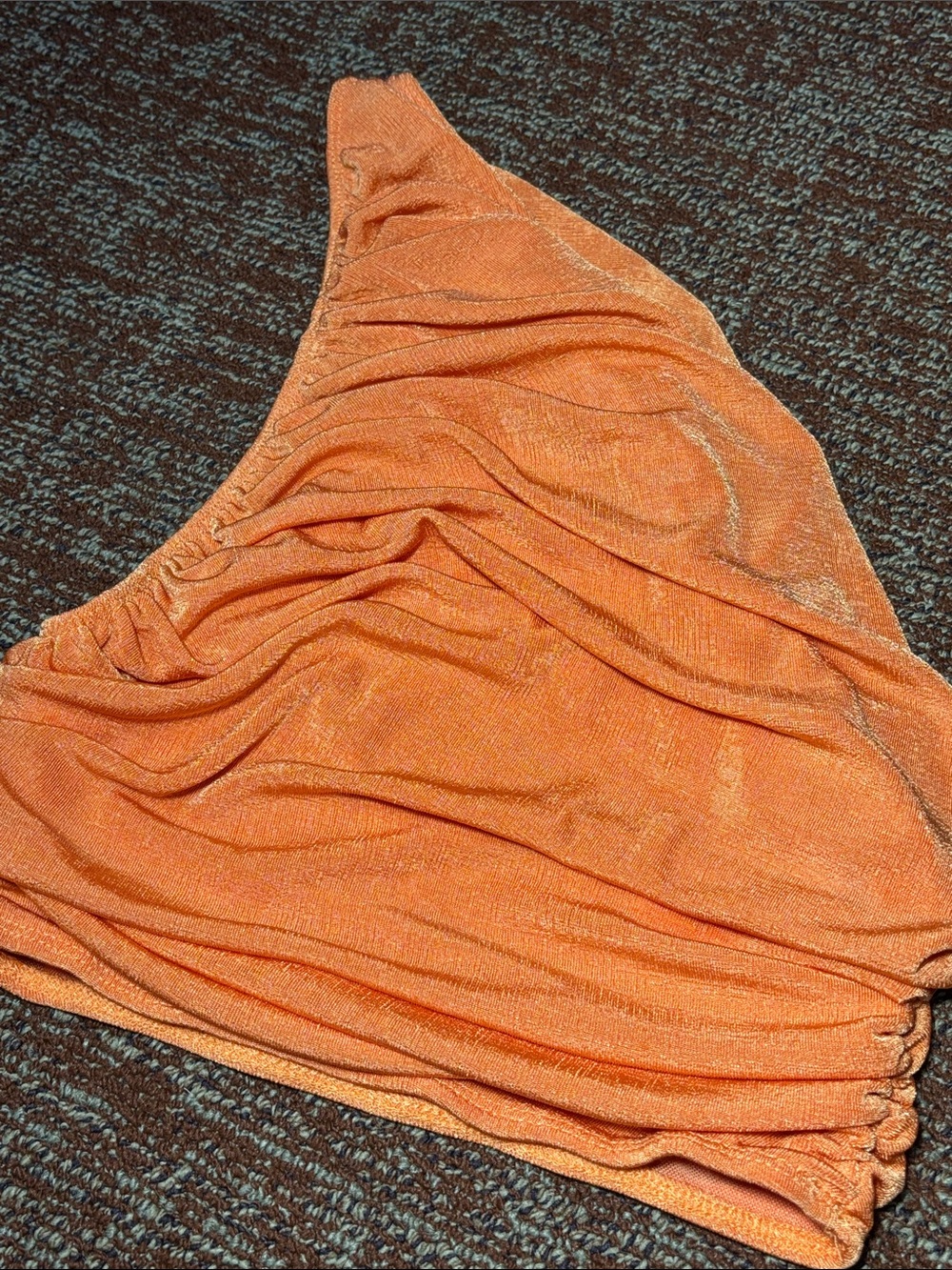 Lioness one shoulder tank orange sparkle rouched cropped going out top stretch S